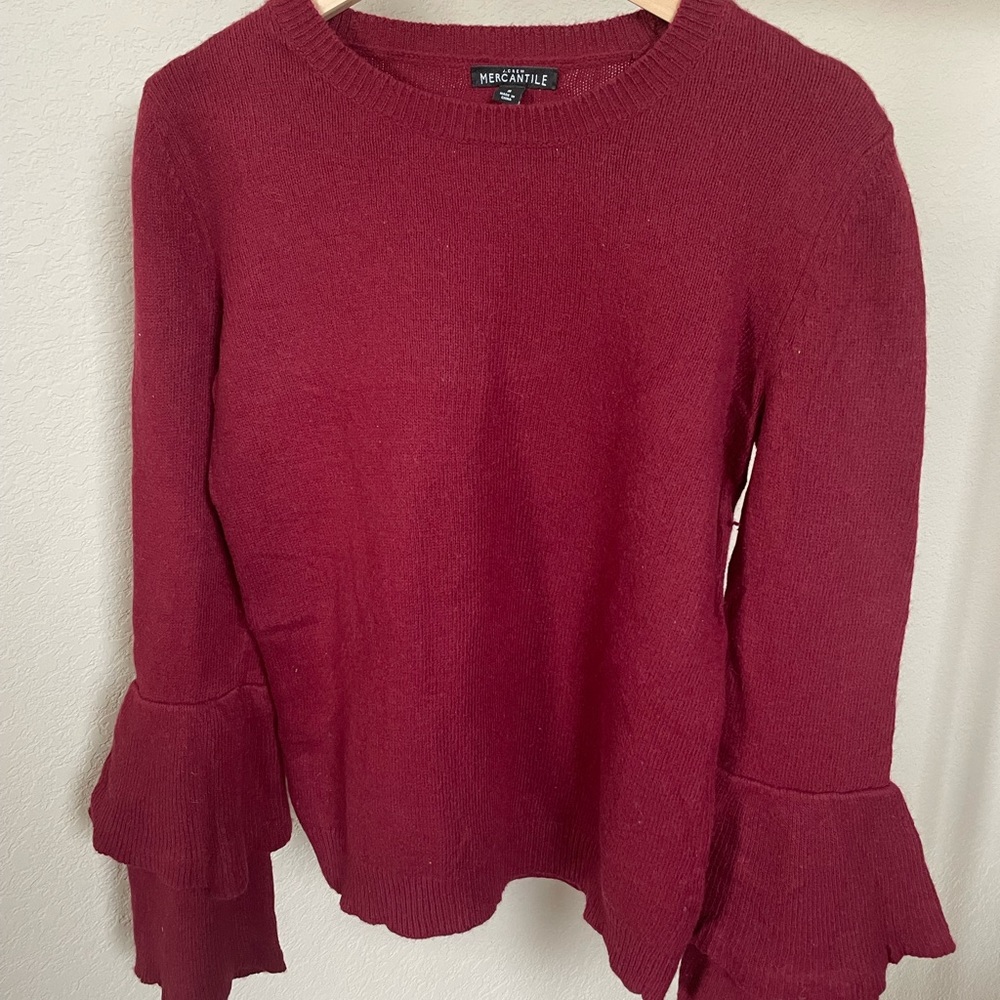 JCrew Ruffle Sleeve Sweater